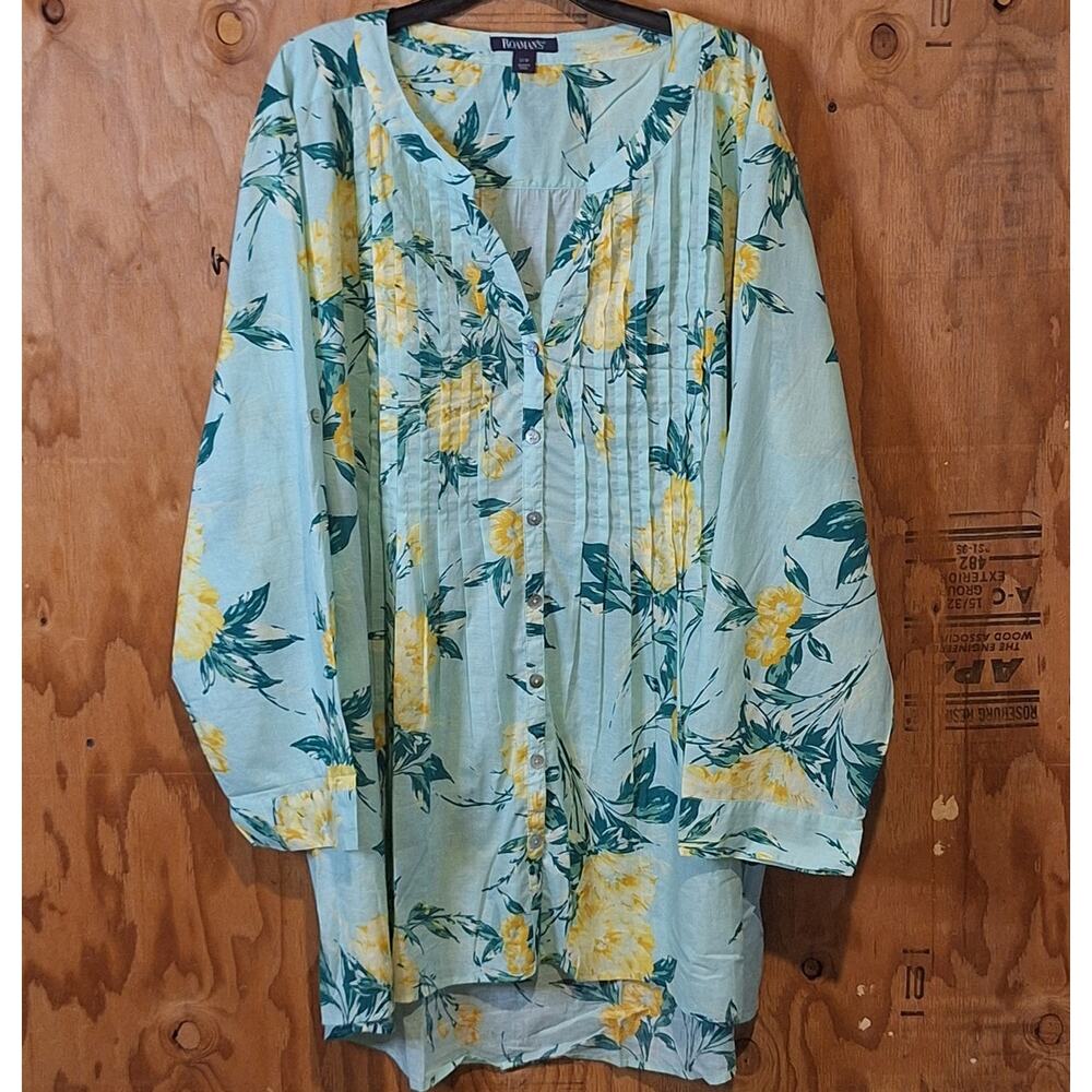 Roaman's Shirt Women's 32W Tropical Floral Coastal Beach Summer Spring Coconut